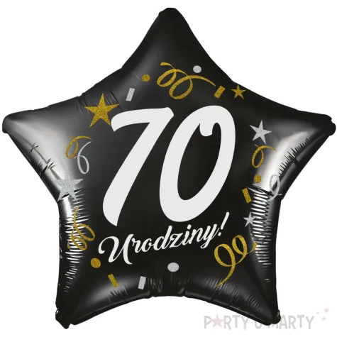 dekoracja na 70 urodziny balon foliowy gwiazda glamour czarny 18 str