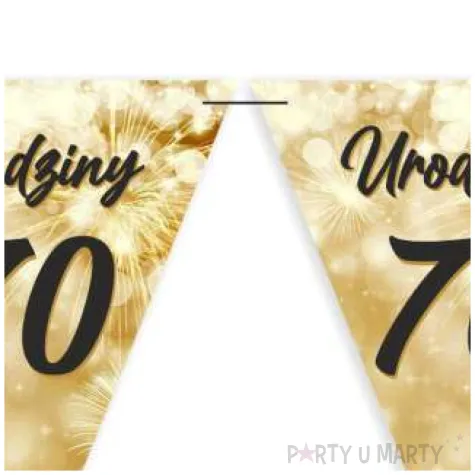 dekoracja na 70 urodziny baner flagi liczba 70 fajerwerki zloto kremowe 3 6 m