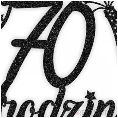 dekoracja na 70 urodziny topper papierowy szampanskie urodziny czarny brokat 15 x 19 cm