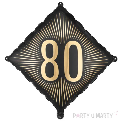 dekoracja na 80 urodziny balon foliowy glamour czarno zloty matowy do girland 20 sqr