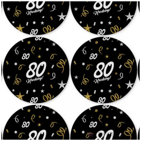 dekoracja na 80 urodziny papierowe podkladki pod kubki 80 glamour czarne 12 szt
