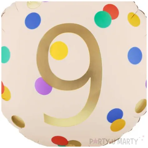 dekoracja na 9 urodziny balon foliowy cukierek do girland kremowo zloty 30 shp