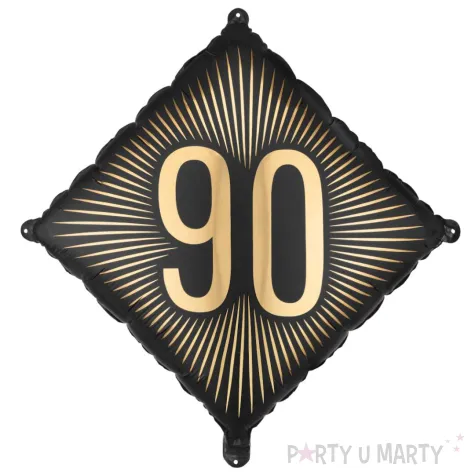 dekoracja na 90 urodziny balon foliowy glamour czarno zloty matowy do girland 20 sqr