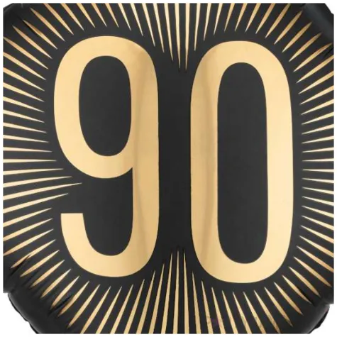 dekoracja na 90 urodziny balon foliowy glamour czarno zloty matowy do girland 20 sqr