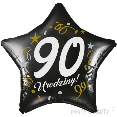 dekoracja na 90 urodziny balon foliowy gwiazda glamour czarny 18 str