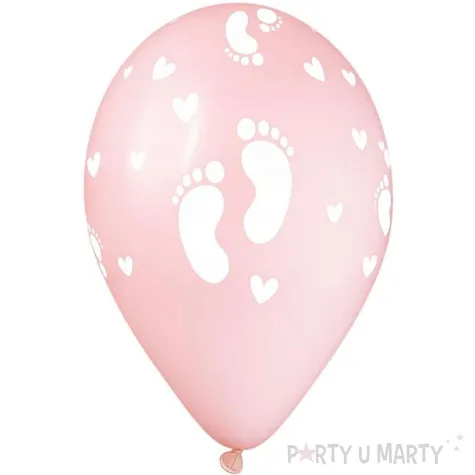 dekoracja na baby shower girl chrzest dziewczynki balony stopki rozowe 13 50 szt