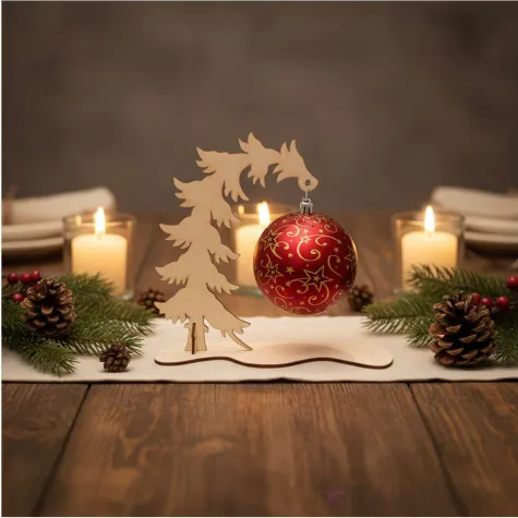 dekoracja na boze narodzenie stojak na bombke choinka lesna 20 cm