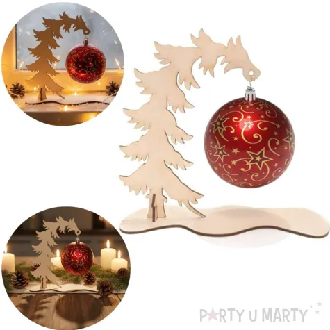 dekoracja na boze narodzenie stojak na bombke choinka lesna 20 cm