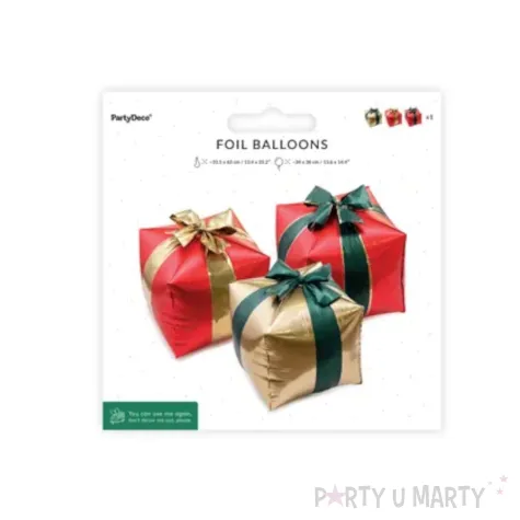 dekoracja na boze narodzenie swieta balony foliowe prezenty 14 shp 3 szt