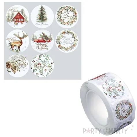 dekoracja na boze narodzenie swieta naklejki papierowe swiateczny mix vintage rolka 250 szt