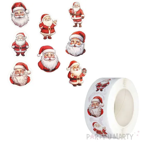 dekoracja na boze narodzenie swieta naklejki papierowe swiety mikolaj rolka 500 szt