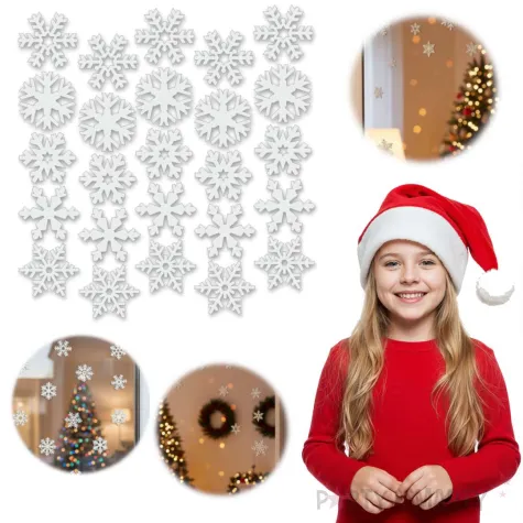 dekoracja na boze narodzenie swieta naklejki platki sniegu sniezynki na okno szybe x25