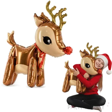 dekoracja na boze narodzenie swieta stojacy balon foliowy renifer rudolf 24 shp