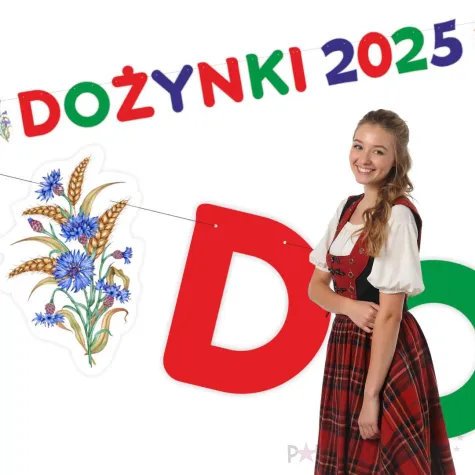 dekoracja na bozynki gminne 2025 baner girlanda papierowa klosy zboz i kwiaty