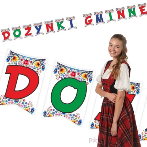 dekoracja na bozynki gminne baner girlanda papierowa kwiaty ludowe