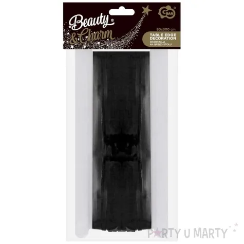 dekoracja na brzeg stolu fredzle czarny godan 300x80 cm