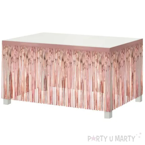 dekoracja na brzeg stolu fredzle rose gold godan 80 x 300 cm