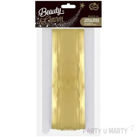 dekoracja na brzeg stolu fredzle zloty jasny godan 80 x 300 cm