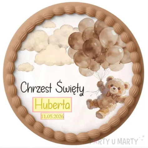 dekoracja na chrzest swiety chlopca dziewczynki personalizowany oplatek na tort bezowy mis 1 8