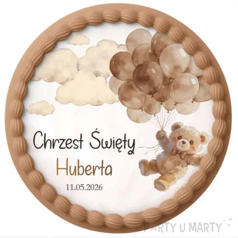 dekoracja na chrzest swiety chlopca dziewczynki personalizowany oplatek na tort bezowy mis 1 8