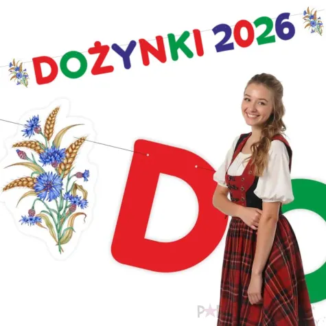 dekoracja na dozynki gminne 2026 baner girlanda papierowa chabry zloty na festyn zniwa