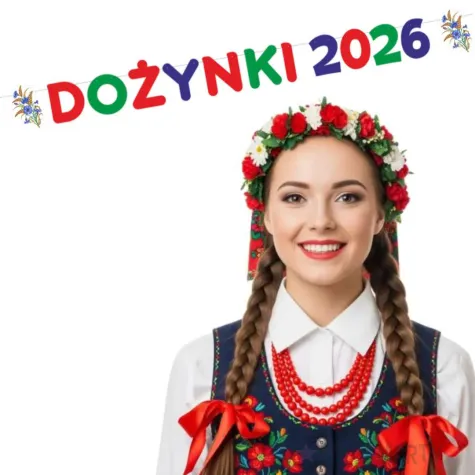 dekoracja na dozynki gminne 2026 baner girlanda papierowa chabry zloty na festyn zniwa