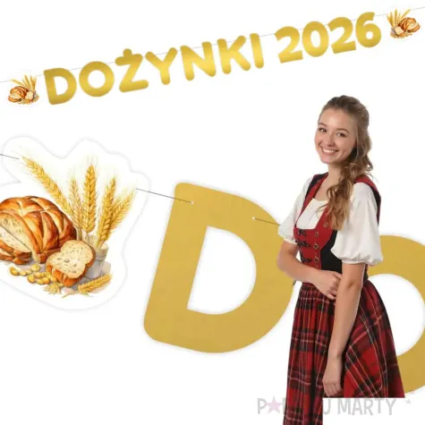 dekoracja na dozynki gminne 2026 baner girlanda papierowa klosy zboz zloty na festyn zniwa