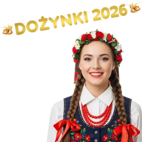 dekoracja na dozynki gminne 2026 baner girlanda papierowa klosy zboz zloty na festyn zniwa