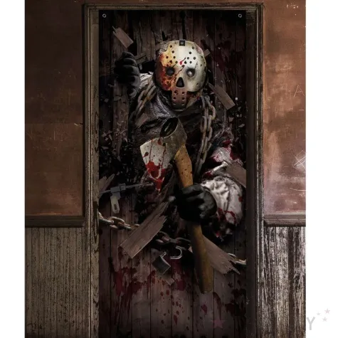 dekoracja na drzwi morderca w masce guirca 180x80 cm