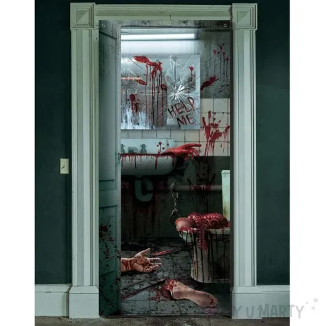 dekoracja na drzwi zakrwawiona lazienka guirca 180 x 80 cm