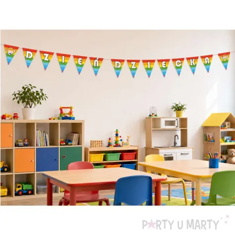 dekoracja na dzien dziecka baner flagi teczowa girlanda diy 4 m