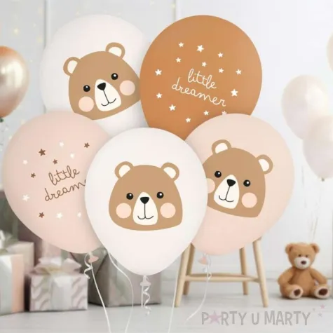dekoracja na dzien pluszowego misia urodziny balony lateksowe little dreamer 13 5 szt