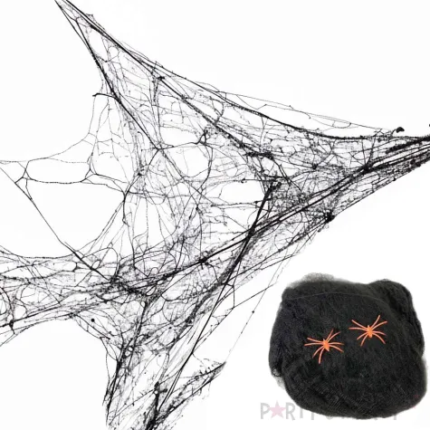 dekoracja na halloweeen andrzejki pajeczyna nylonowa czarna ozdoba 60 g