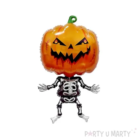 dekoracja na halloweeen balon foliowy kosciotrup straszna dynia czarny 28 rnd