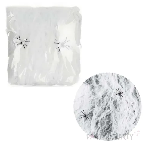 dekoracja na halloween andrzejki pajeczyna nylonowa do zdjec z pajakami biala 200g