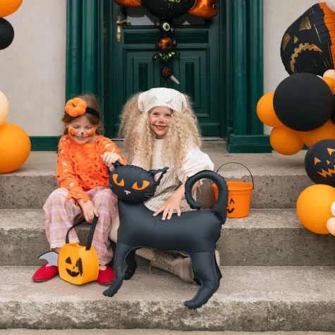 dekoracja na halloween andrzejki stojacy balon foliowy czarny kot czarownicy 23 6 awk