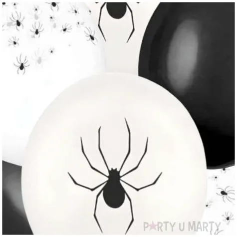 dekoracja na halloween balony pajaki czarne biale transparentne do girlandy 12 6 szt
