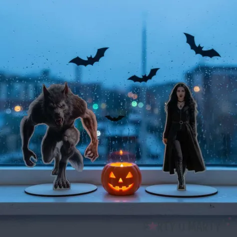 dekoracja na halloween drewniana figurka wampirzyca do postawienia 15 cm