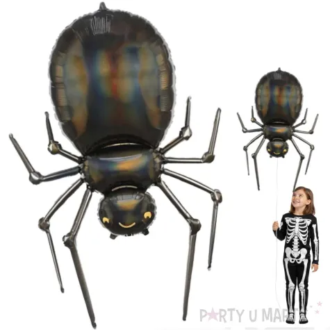 dekoracja na halloween duzy balon foliowy pajak xxl czarny ozdoba do girland 40 shp