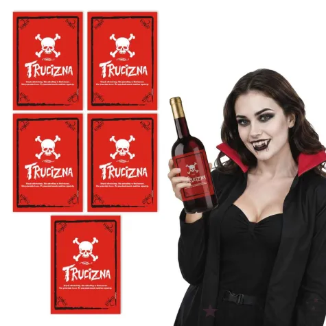 dekoracja na halloween etykieta na butelke trucizna naklejka na wino andrzejki 5 szt