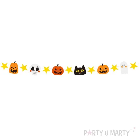 dekoracja na halloween girlanda papierowa baner duch czaszka czarny kot straszna dynia 2 5 m