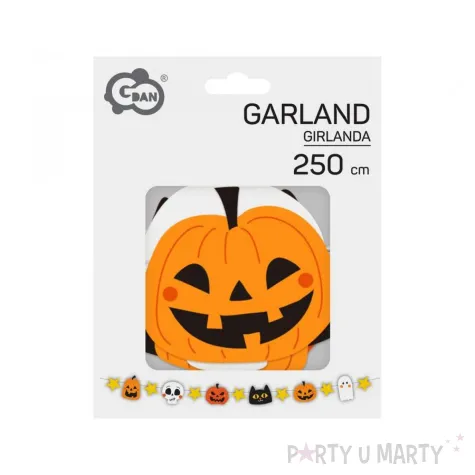 dekoracja na halloween girlanda papierowa baner duch czaszka czarny kot straszna dynia 2 5 m