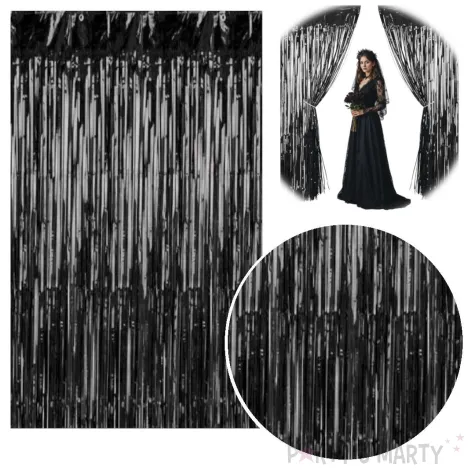 dekoracja na halloween kurtyna na drzwi classic czarna 250x90 cm