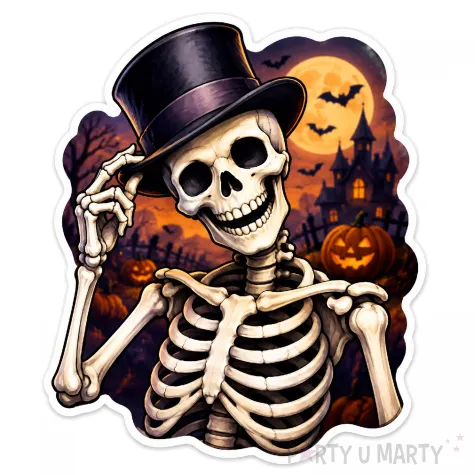 dekoracja na halloween plakat na okno drzwi kosciotrup ozdoba halloweenowa do powieszenia szkielet