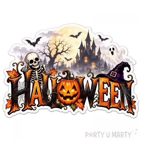 dekoracja na halloween plakat na okno drzwi straszna dynia ozdoba halloweenowa do powieszenia
