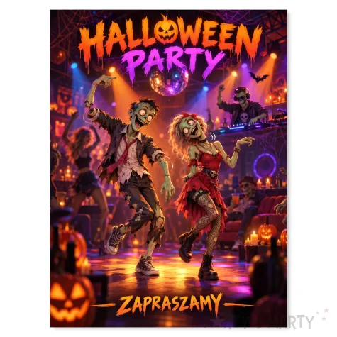 dekoracja na halloween powitalny plakat na drzwi cukierek albo psikus party zaproszenie zombie