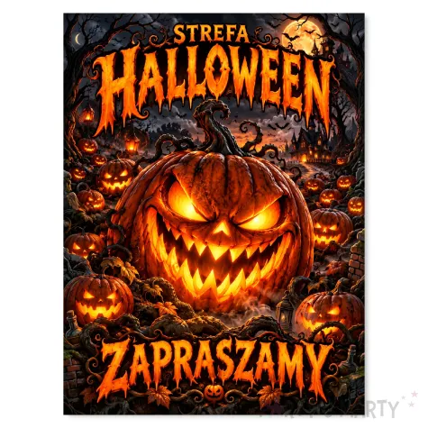 dekoracja na halloween powitalny plakat na drzwi cukierek albo psikus straszna dynia zaproszenie