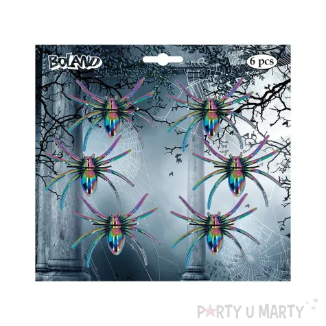 dekoracja na halloween sztuczne pajaki opalizujace rekwizyty do sesji zdjeciowej 6 szt
