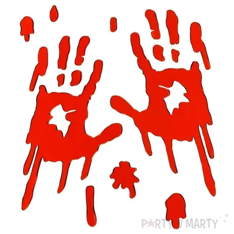 dekoracja na halloween zelowe naklejki na szybe zakrwawione dlonie na okno lustro krew