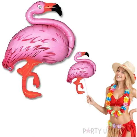 dekoracja na hawajskie party balon foliowy flaming rozowy
